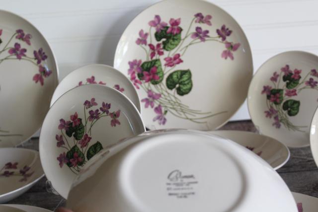 Sweet Violets vintage American Limoges violet pattern china, set for 4