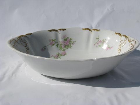 Syracuse china pink floral, vintage Onondaga pottery serving bowl & soup tureen