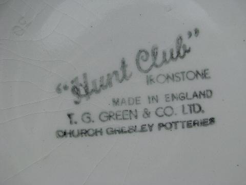 T G Green vintage white ironstone china pitcher English Hunt Club