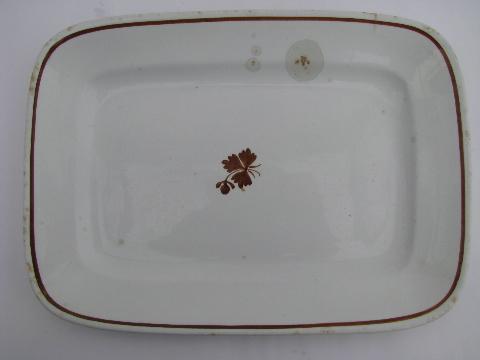 Tea Leaf antique white ironstone china rectangular platters, vintage Meakin, Wedgwood