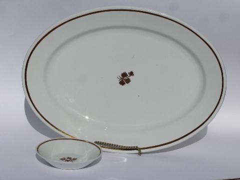 Tea Leaf copper luster antique vintage white ironstone china bowl & platter