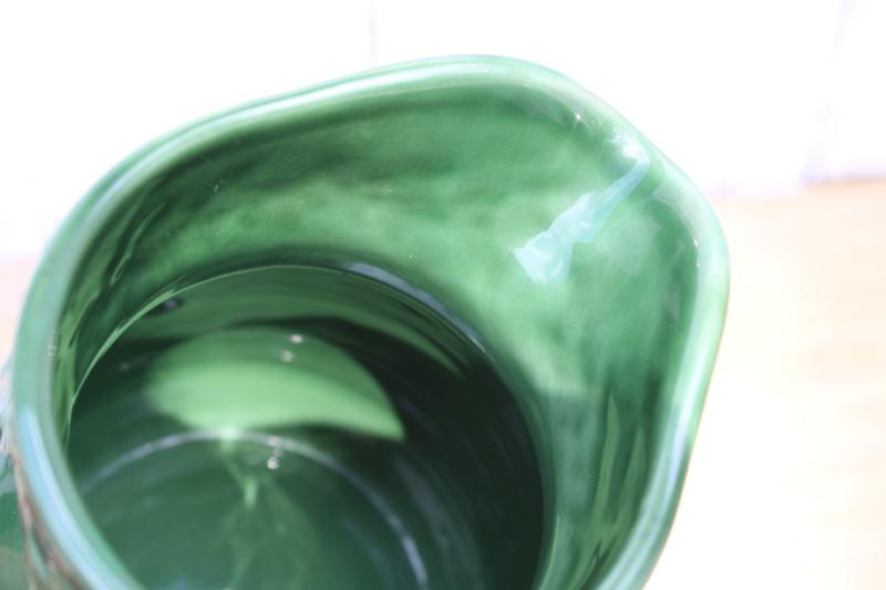 Tender Heart Treasures cherries green ceramic pitcher, microwave oven freezer safe kitchenware