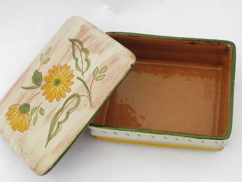 Terra Rose hand-painted Stangl pottery, vintage jewelry or cigarette box