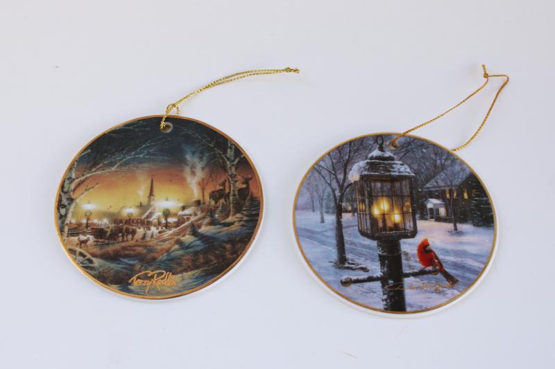 Terry Redlin & Darrell Bush art winter scenes Hadley Christmas ornaments
