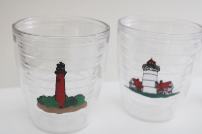 Tervis insulated plastic tumblers, set of 4 drinking glasses different lighthouses