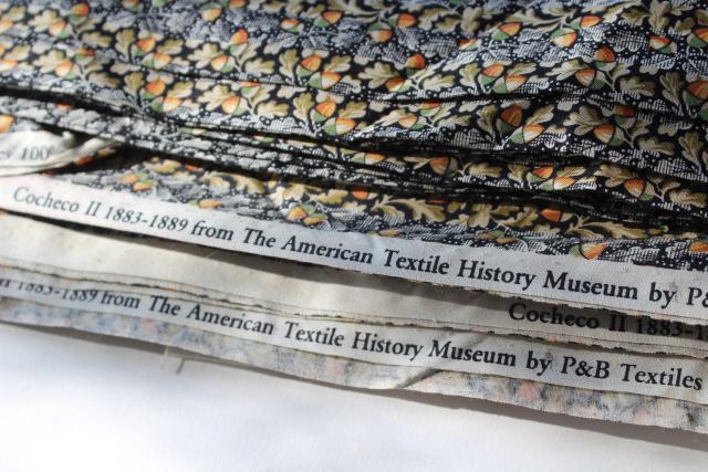 Textile History Museum reproduction 1800s antique print cotton fabric w/ tiny acorns