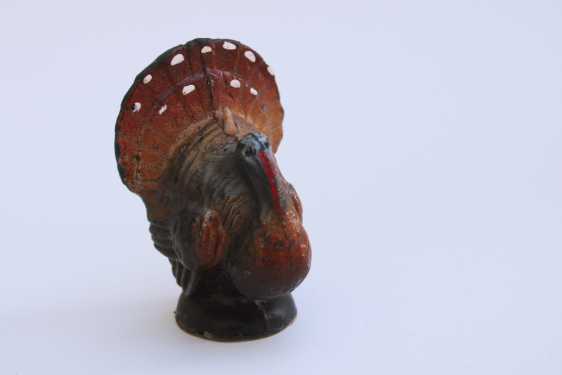 Thanksgiving turkey Gurley candle, 15 cents price dime store vintage holiday decor, figural wax candle