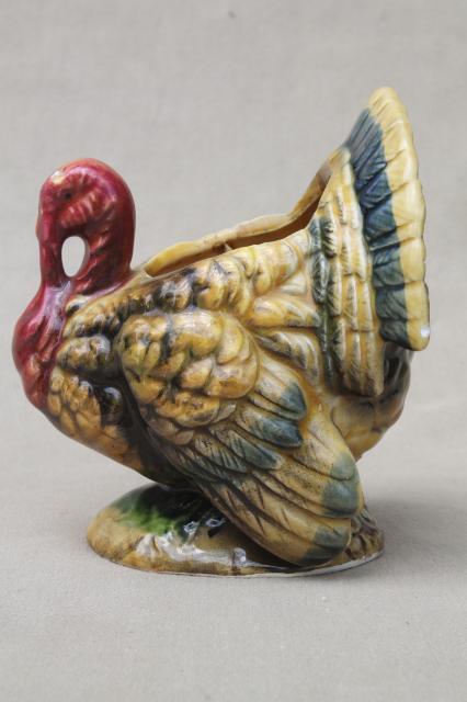 Thanksgiving turkey, vintage Napcoware hand-painted ceramic holiday planter