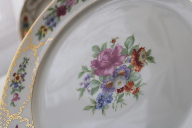 The Dresden multi colored floral Rosenthal Bavaria china, set of four large dinner plates