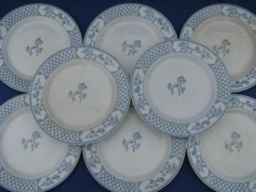 The Exeter blue & white vintage English china plates, old Johnson Bros