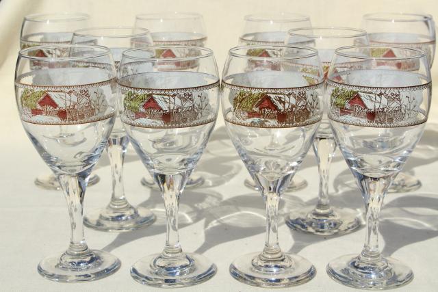 The Friendly Village Johnson Bros go-along wine glasses, vintage glassware set