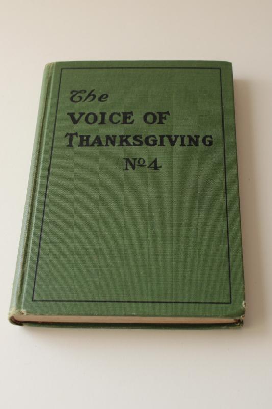 The Voice of Thanksgiving vintage green cover music book psalms & hymns