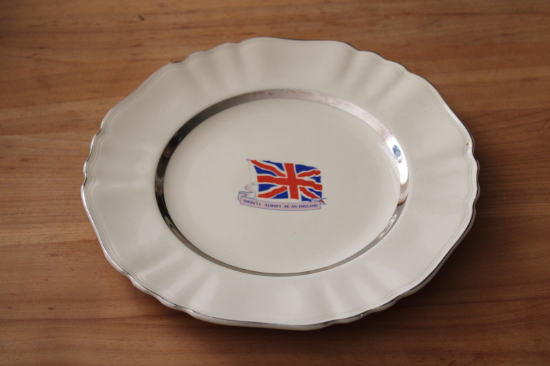 There Will Always Be An England British flag Union Jack china plate 1920s or 30s vintage J&G Meakin