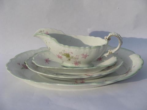 Tivoli - Grindley England china, pink floral w/ soft green, antique platters, pitcher