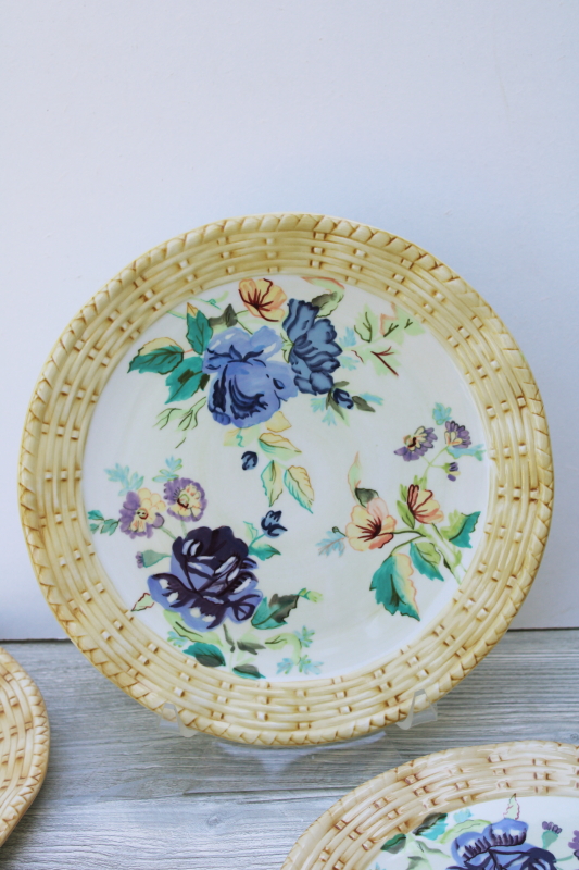 Tracy Porter set of four dinner plates, Cottage Rose hand painted ...