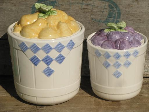 Treasure Craft fruit basket canister set, ceramic kitchen canisters