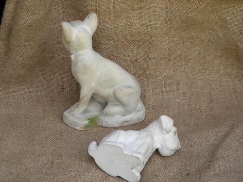 Two antique carnival chalkware pieces, dogs with such sweet