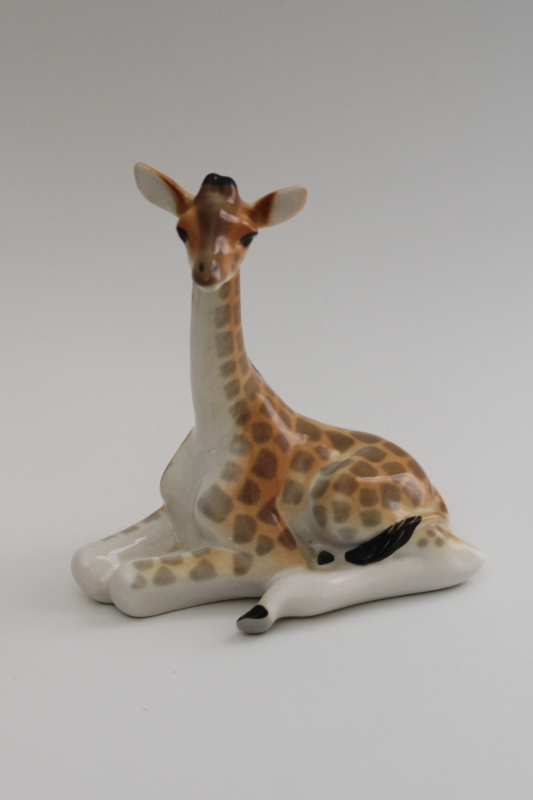 USSR vintage Lomonosov Russia porcelain figurine, resting giraffe