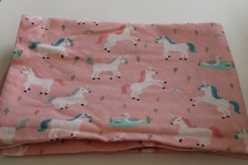 Unused flat sheet Target fairy tale frolic unicorns on pink 100 percent cotton flannel fabric