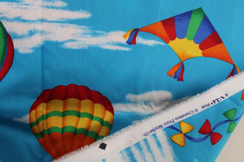 VIP Cranston print cotton broadcloth, bright hot air balloons & kites in the sky