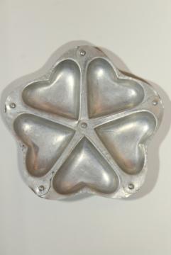 Valentine heart vintage baking pan, primitive riveted metal ring of hearts
