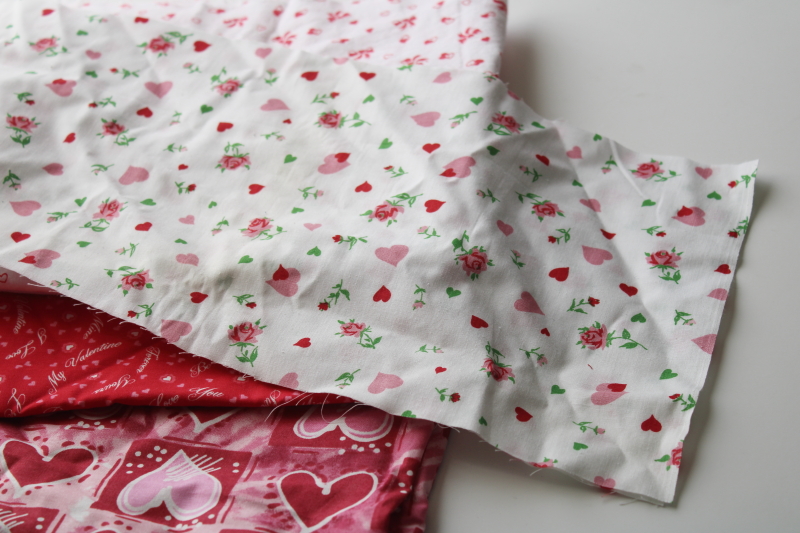 Valentines day hearts valentines print cotton fabric lot, quilting or craft fabrics