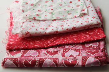 Valentines day hearts valentines print cotton fabric lot, quilting or craft fabrics