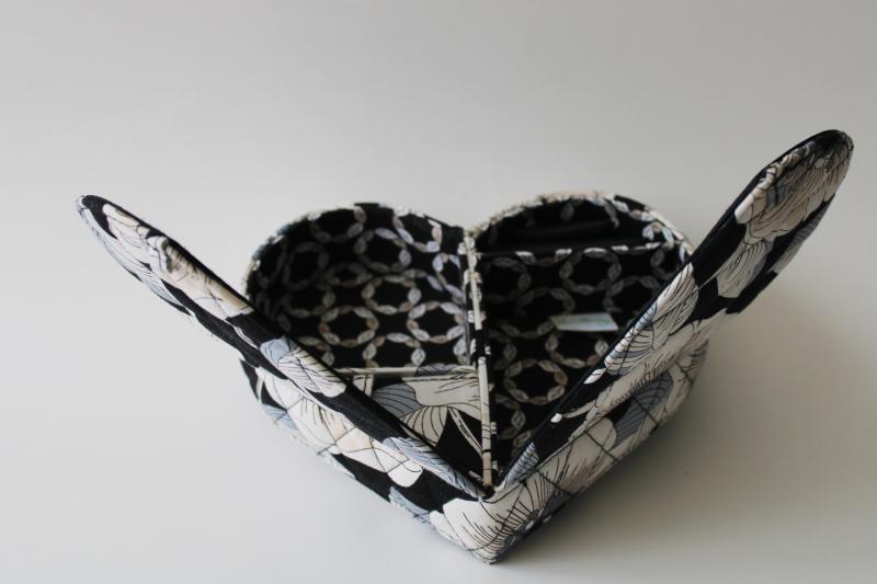 Vera Bradley Camellia black grey white print heart shape case jewelry box