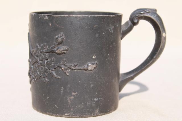 Victorian / Edwardian vintage antique silver baby cup engraved Thomas
