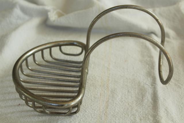 Victorian antique wire soap dish, soap holder to hang on farmhouse sink or claw foot tub