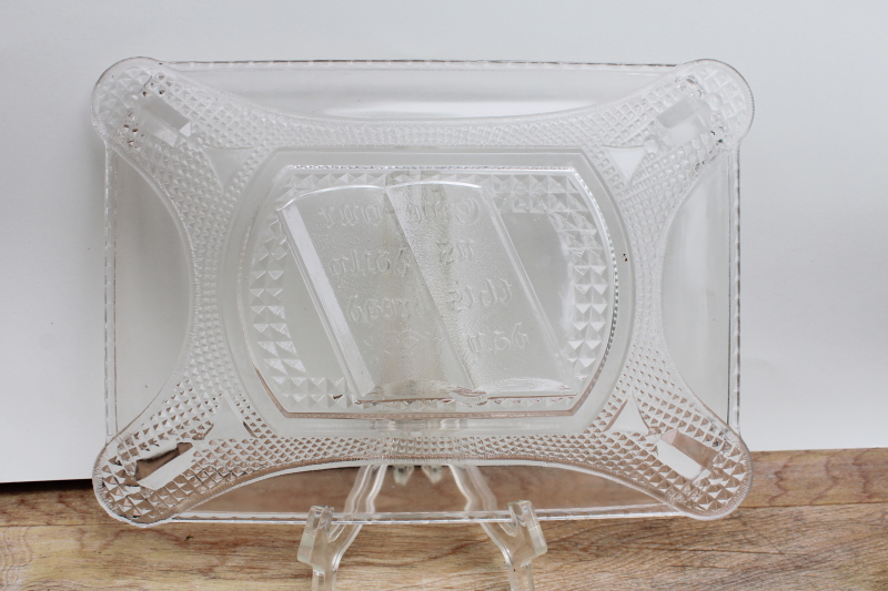 Victorian era Daily Bread plate, EAPG antique pressed glass tray Adams 155 1880s vintage