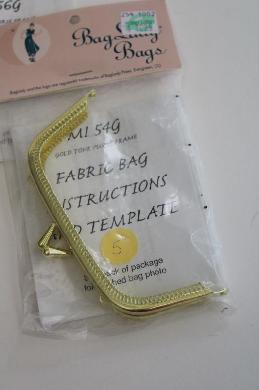 Victorian style metal clasp purse frames, Bucilla silk ribbon embroidery bag kit