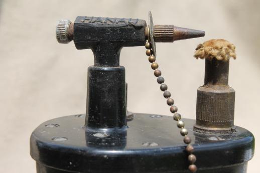 Vintage 1930s Hanau dental blowtorch, black bakelite dentist tool w/ US patent 1755216