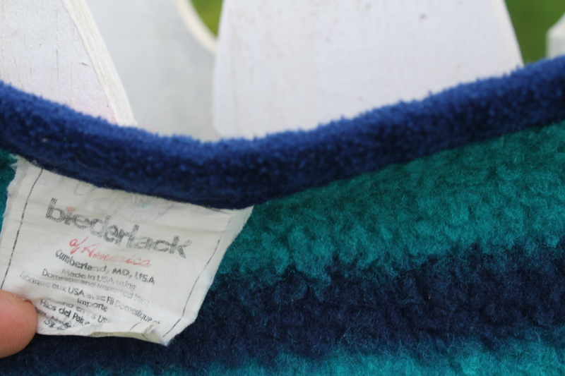 Vintage Biederlack fleece blanket, soft thick camp blanket Indian blanket design