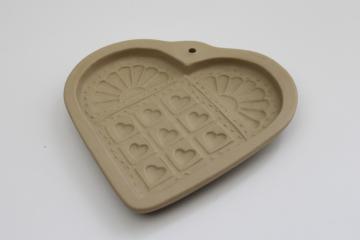 Vintage Brown Bag cookie mold, quilt heart shape for shortbread or paper craft mold