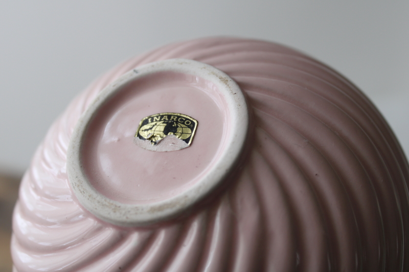 Vintage Inarco Japan ceramic planter pot, pale shell pink color