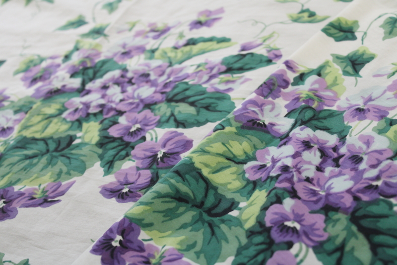 Vintage Sweet Violets Waverly Garden Room poly cotton blend fitted queen bed sheet