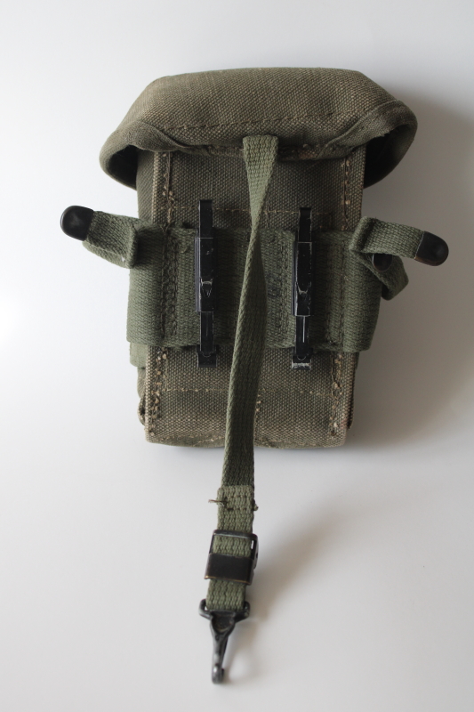 Vintage US military surplus cotton canvas belt pouch, tactical gear tool bag
