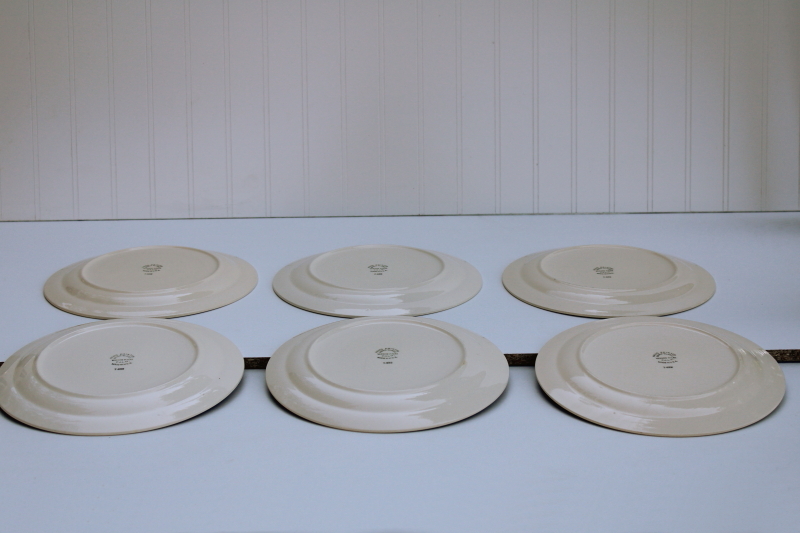 Vintage Vernon Kilns Casa Cali California pottery dinnerware, set of 6 dinner plates brown yellow flowers
