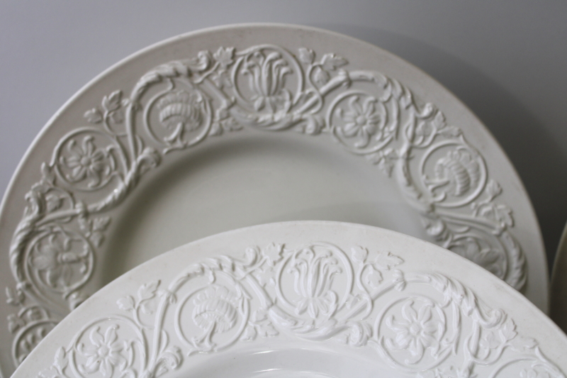 Vintage Wedgwood Patrician ornate embossed border dinner plates set of four