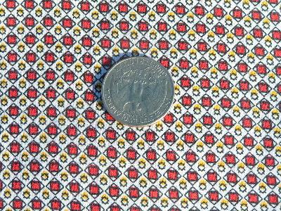Vintage cotton quilting fabric, tiny print, yellow & red