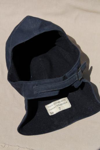 WWI - WWII vintage US Navy wool helmet, flyer's uniform gear for flight deck or pilot