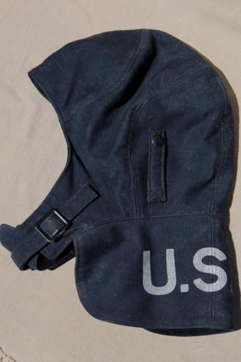 WWI - WWII vintage US Navy wool helmet, flyer's uniform gear for flight deck or pilot