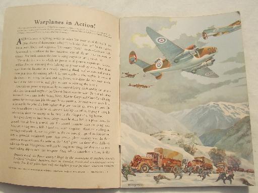 WWII War Planes, War Ships 40s vintage boys books & writing tablet