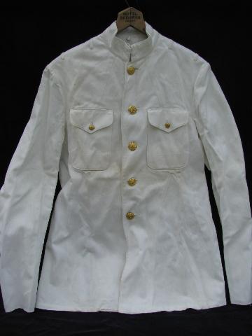 WWII officer's white dress stand collar choker jackets