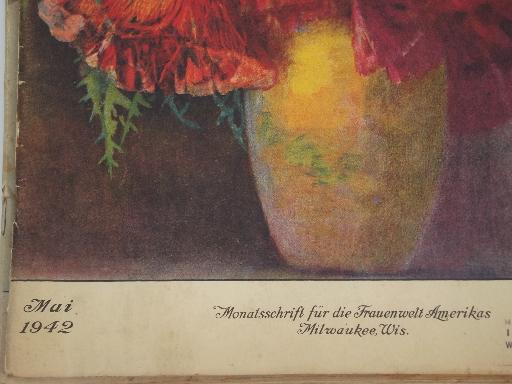 WWII vintage German language magazines die Hausfrau, Milwaukee Wisconsin