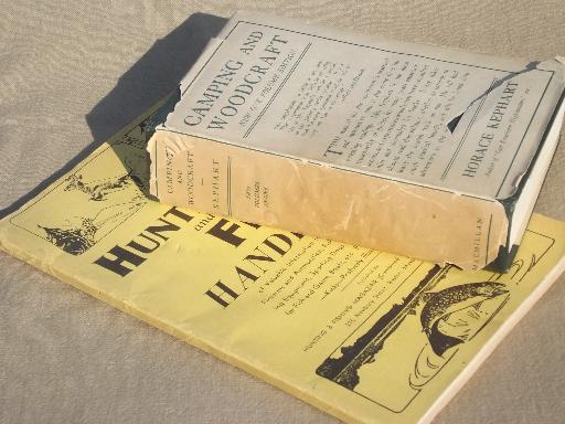WWII vintage camping, hunting and fishing books, Horace Kephart etc.