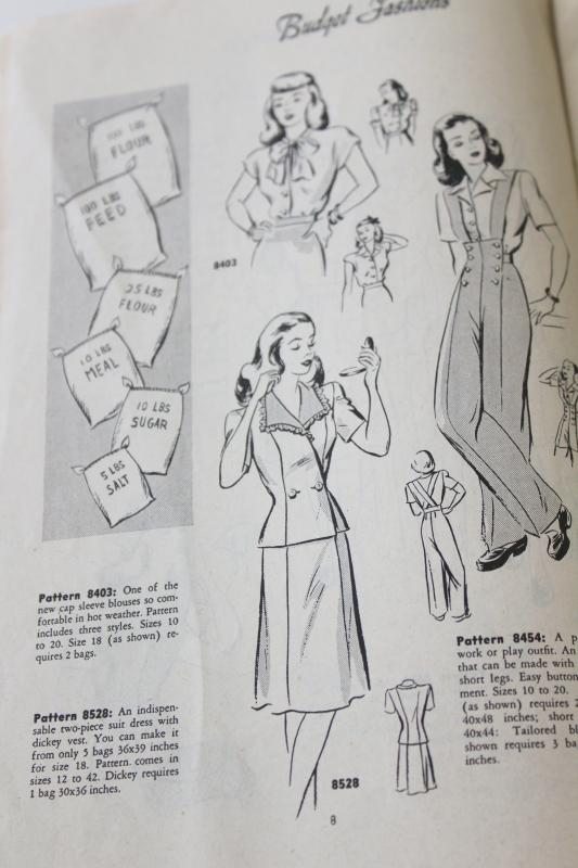WWII vintage sewing pattern leaflet, feedsack fabric projects, thrifty ...
