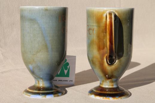 Set of 2 - Wade Pedestal Irish Coffee Mugs Made in Ireland - Green & Blue
