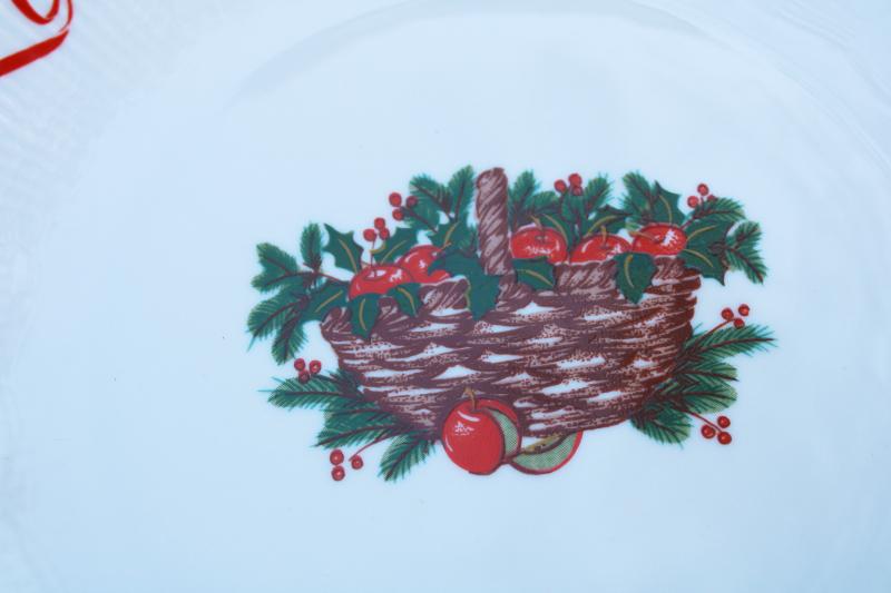 Walbrzych china dinner plates Basket of Cheer Christmas holly holiday ribbon